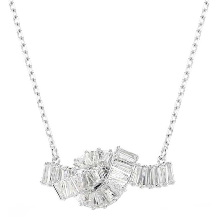 Swarovski Matrix Rhodium Plated Baguette Cut Necklace In White