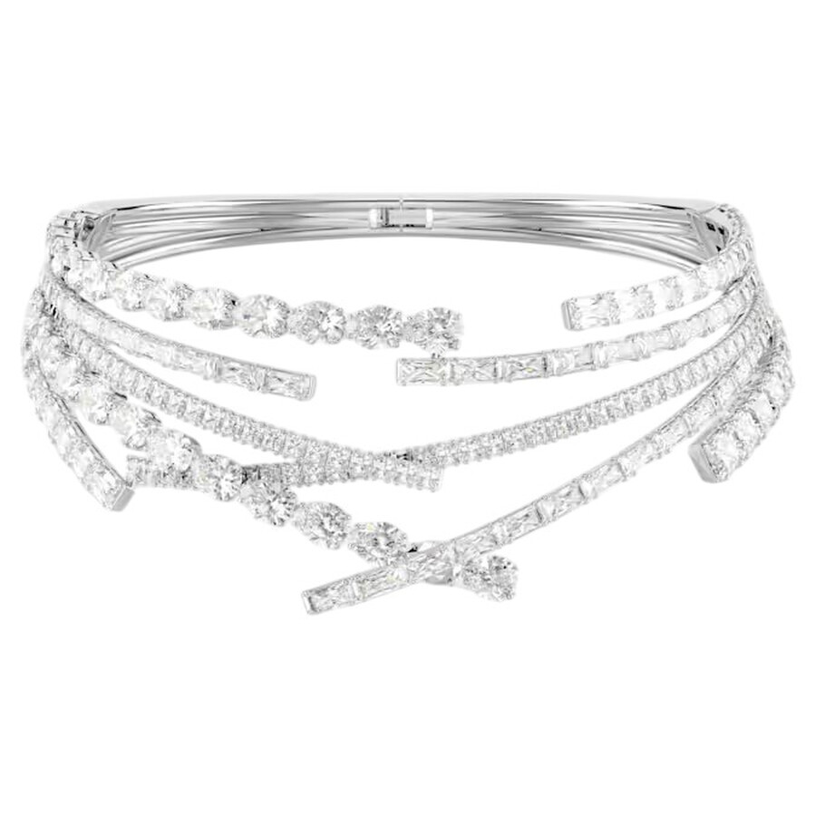 Swarovski Matrix Rhodium Plated Choker In Silver