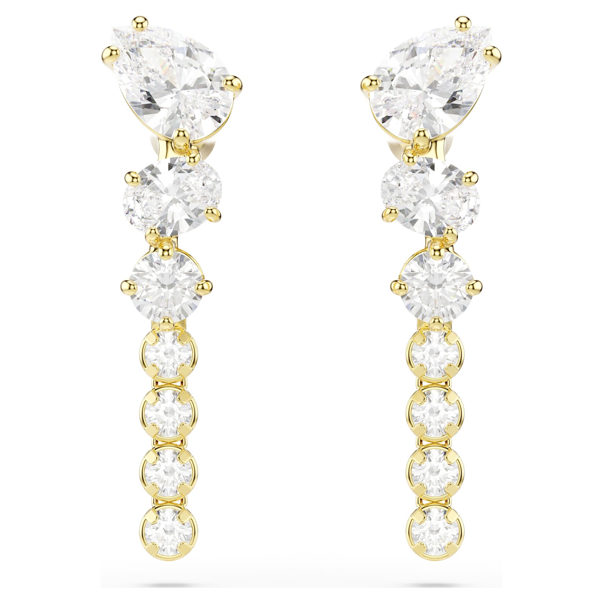 Swarovski Mesmera Drop Earrings, Mixed Cuts, White, 18K Gold