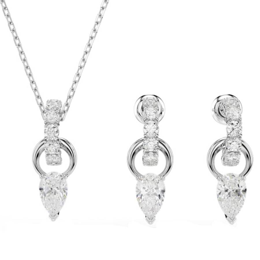Swarovski Mesmera Pear Cut Earring And Necklace Set In Metallic