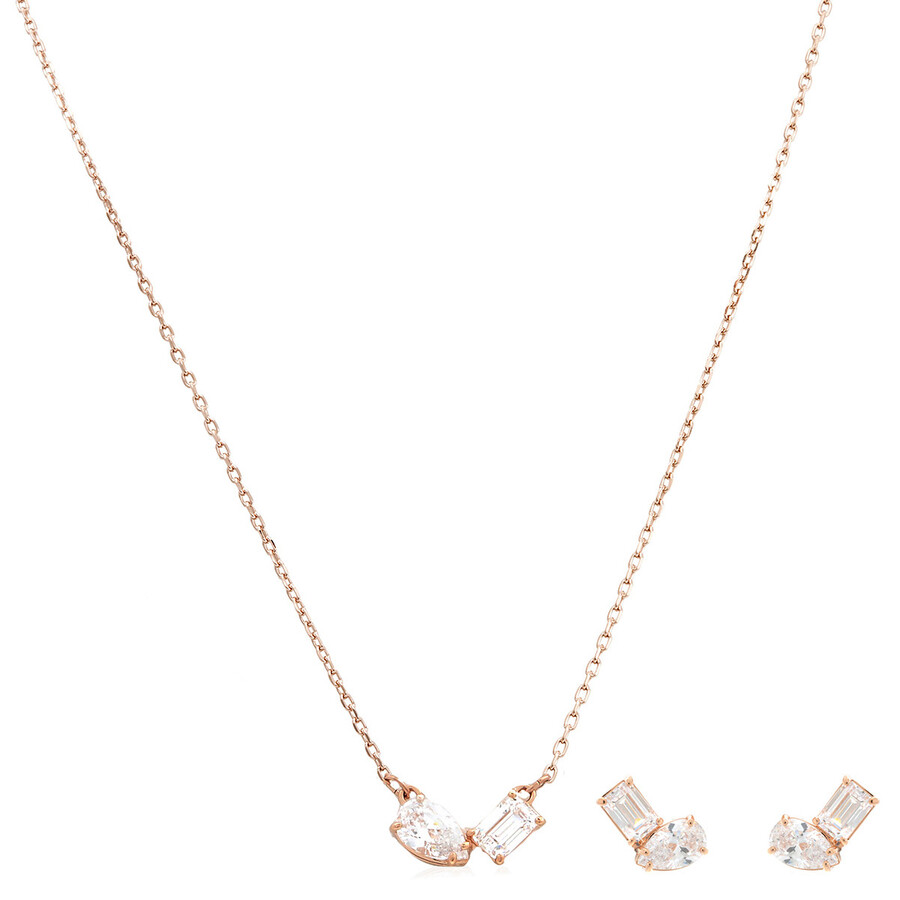 Swarovski Mesmera Pear Cut Rose Gold-tone Plated Set In White