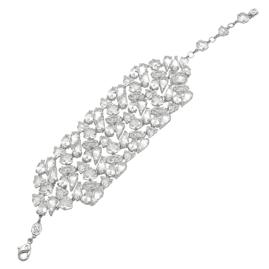 Swarovski Mesmera Soft Bracelet Wide Rhodium Shiny White In Silver Tone