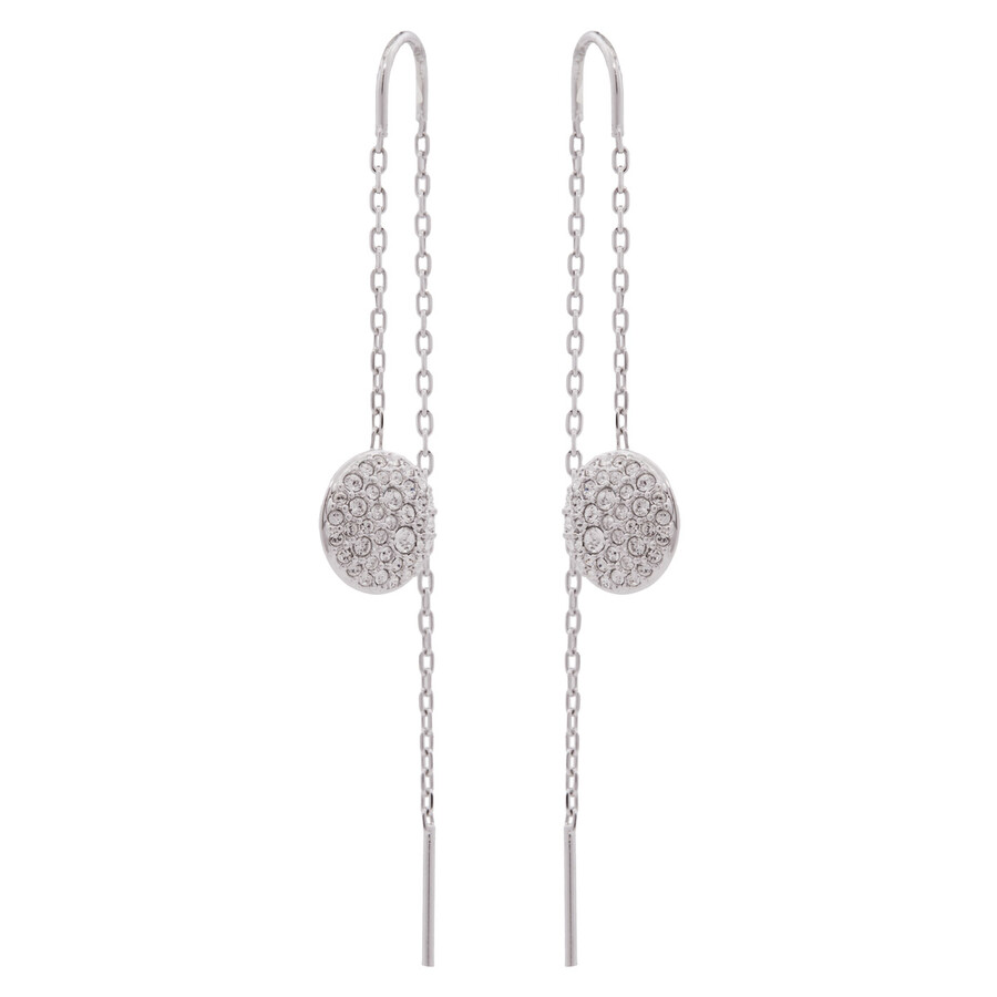Swarovski Meteora Pierced Earrings Chain Earrings Rhodium Shiny Crystal In White