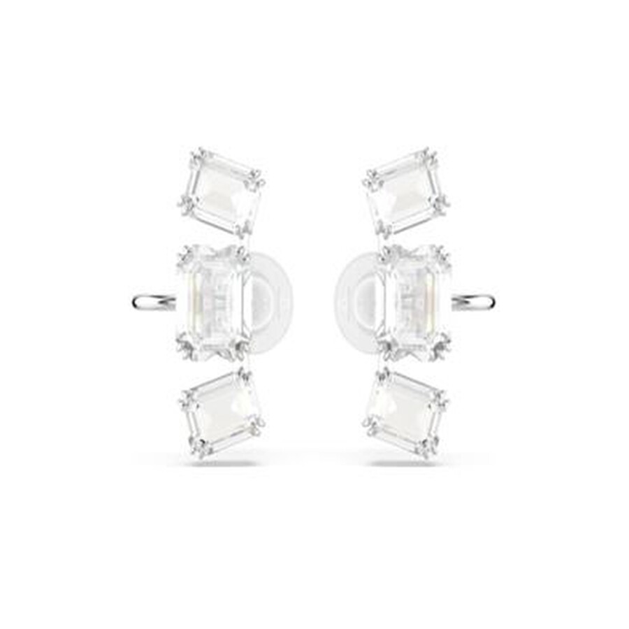 Swarovski Millenia Clip Earrings Rhodium Shiny Crystal Ignite In Grey