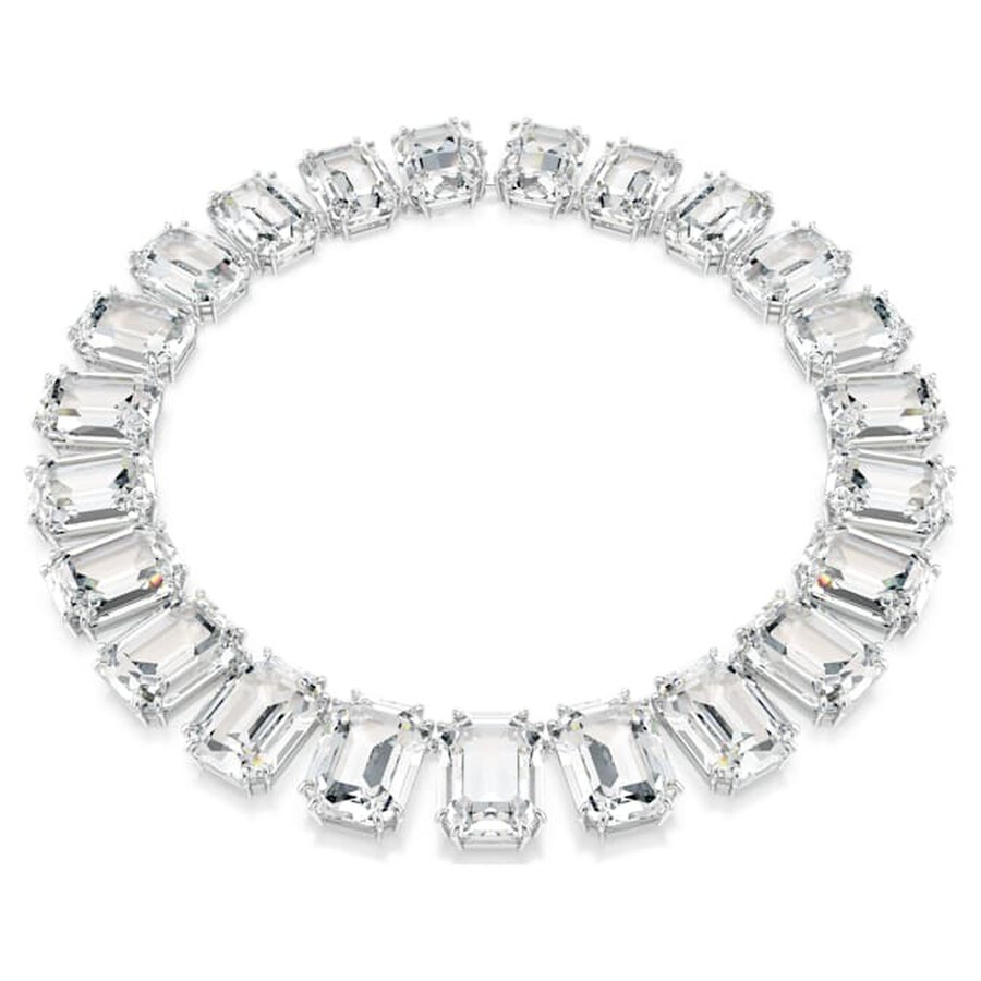 Swarovski Millenia Rhodium Plated Tennis Necklace In White
