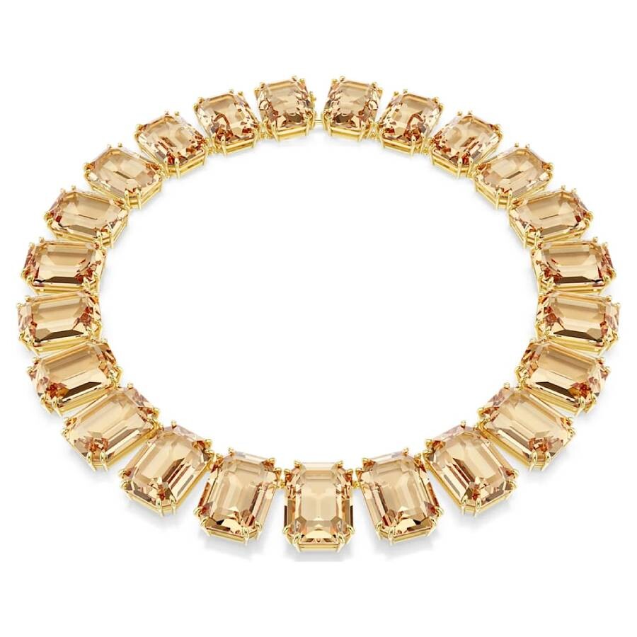 Swarovski Millenia Oversized Octagon Cut Tennis Necklace In Gold