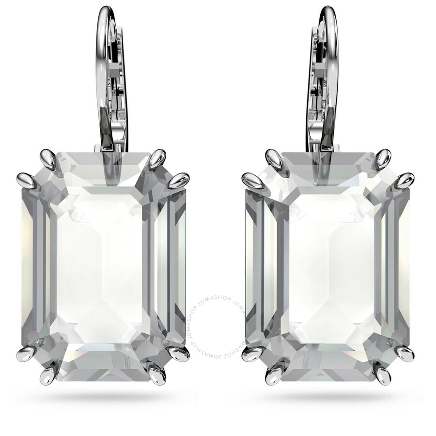 Swarovski Millenia Pierced Earrings Rhodium Shiny Crystal Ignite In Grey
