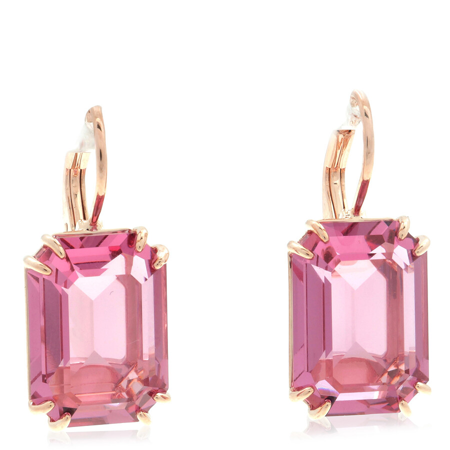 Swarovski Millenia Pink Rose Gold-tone Plated Octagon Cut Earrings In Pink