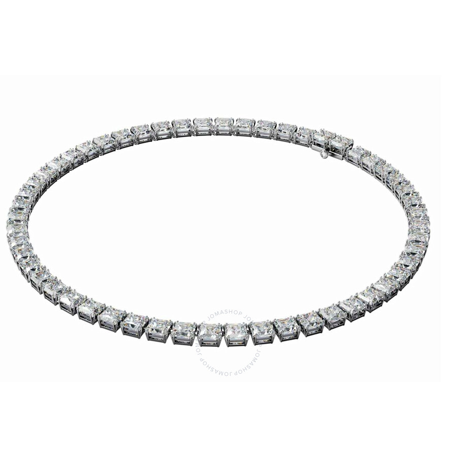 Swarovski Millenia Rhodium Plated Square Necklace In White/silver Tone