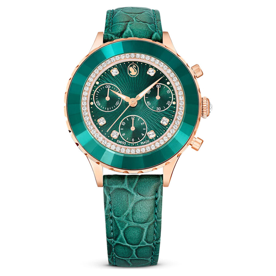 Swarovski Octea Chrono Quartz Crystal Green Dial Watch 5672931
