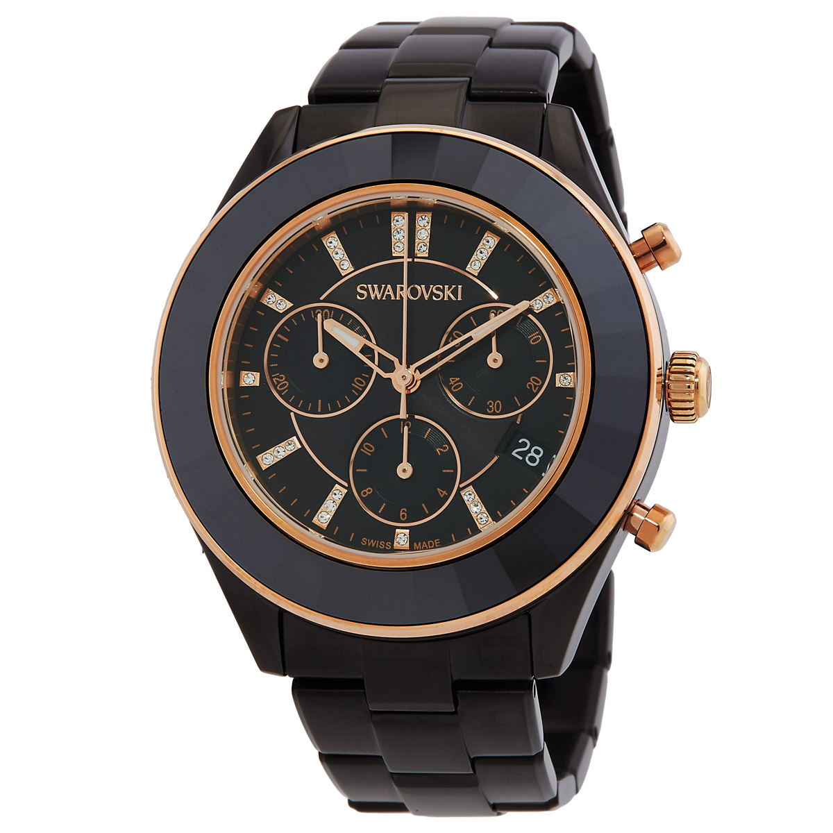 Swarovski Octea Lux Sport Chronograph Quartz Crystal Black Dial Unisex 
