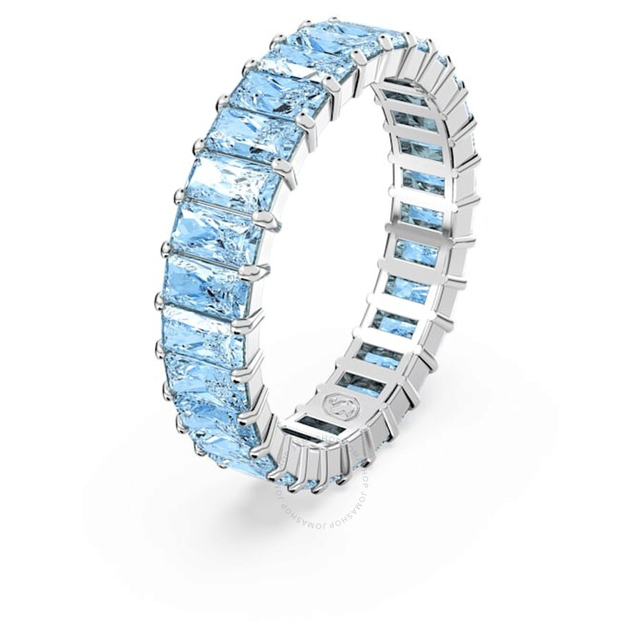 Swarovski Matrix Band Ring Rhodium Shiny Aquamarine In Blue