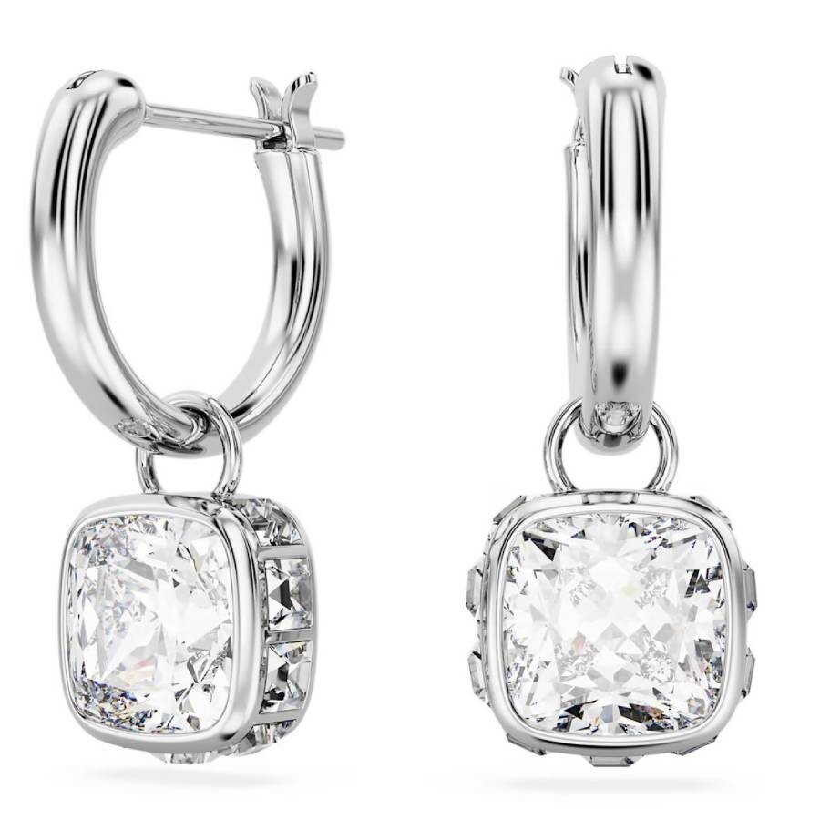 Swarovski Rhodium Plated Chroma Drop Earrings In White