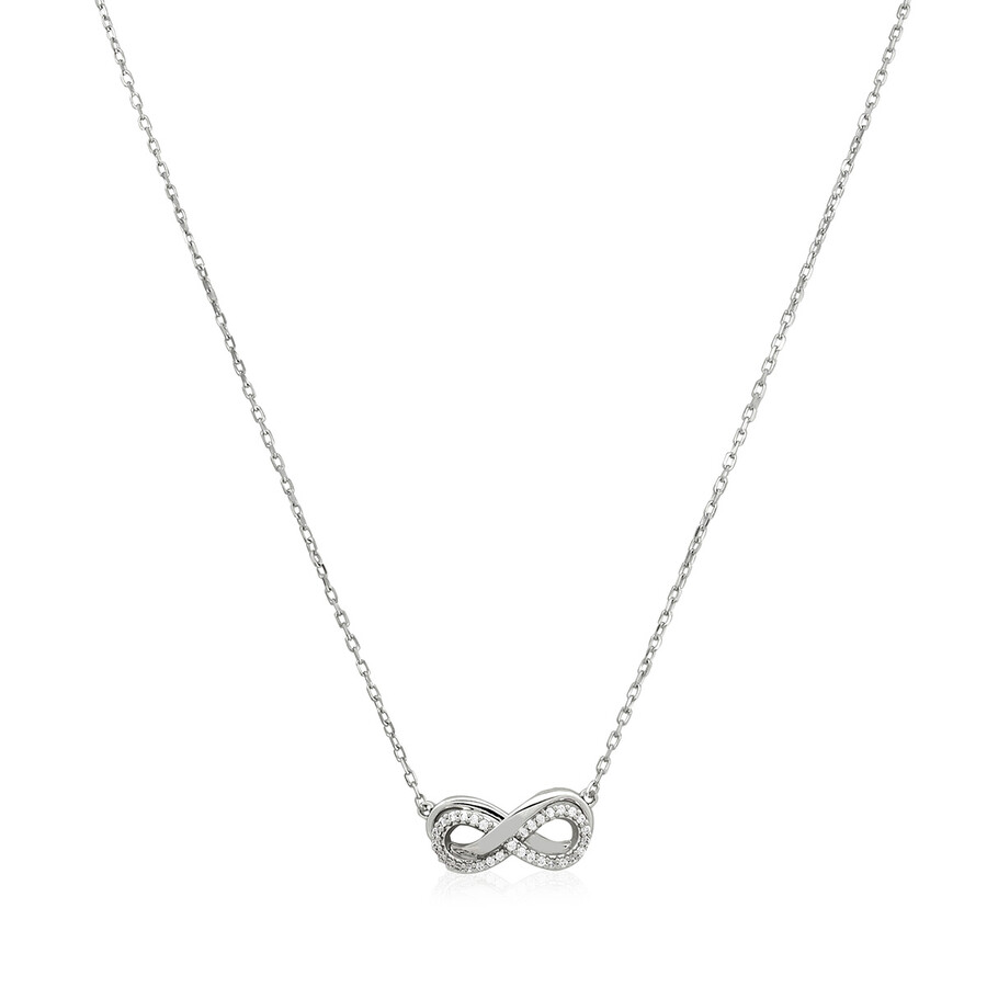 Swarovski Hyperbola Infinity Pendant Necklace, 15" + 2-3/4" Extender In White