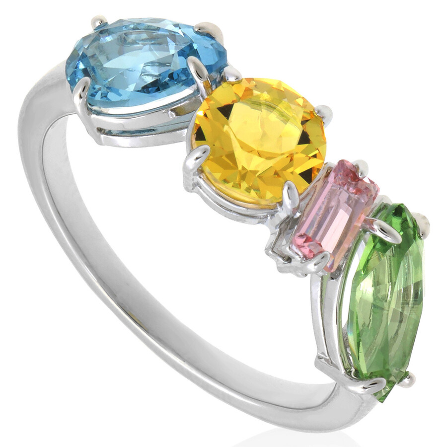 Swarovski Rhodium Plated Mixed Cuts Gema Ring In Silver Tone