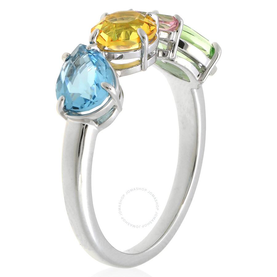 Swarovski Rhodium Plated Mixed Cuts Gema Ring In Silver