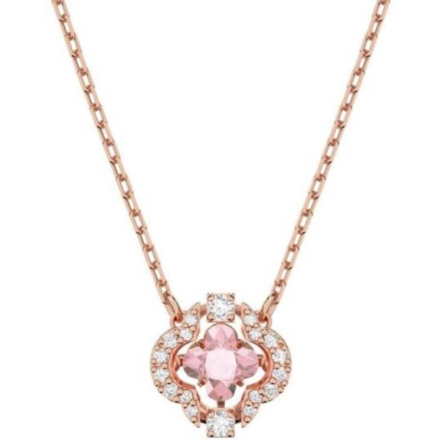 Swarovski Rose Gold Plated Sparkling Dance Clover Necklace In Gold