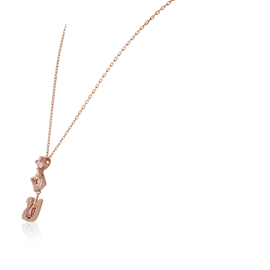 Swarovski Rose Gold-plated Design Dazzling Swan Necklace In Gold