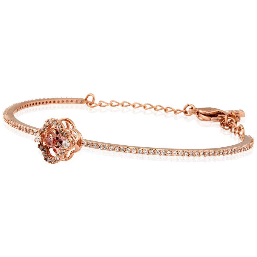 Swarovski Rose Gold-tone Crystal Clover Bangle Bracelet In Pink/rose Gold Tone/gold Tone