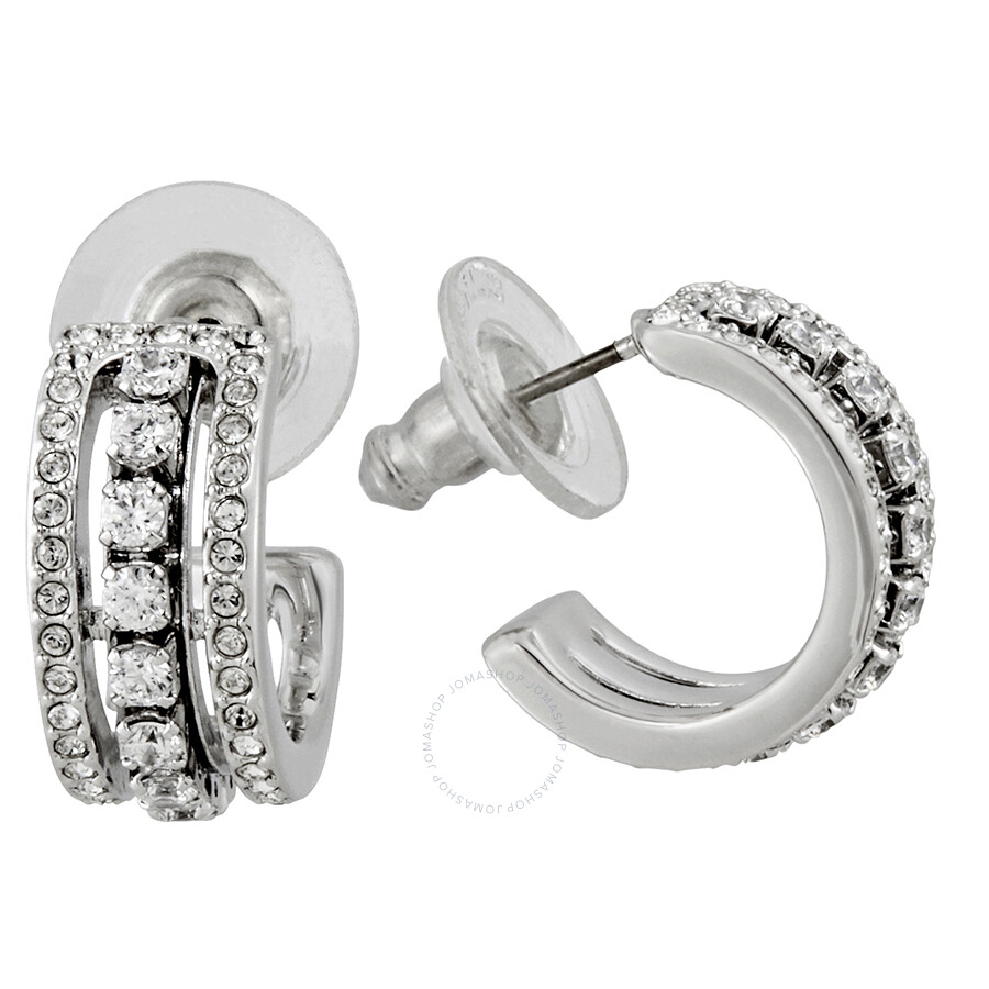 Swarovski Small Rhodium Plated Hoop Earrings Las Swarovski Small Rhodium Plated Hoop Earrings