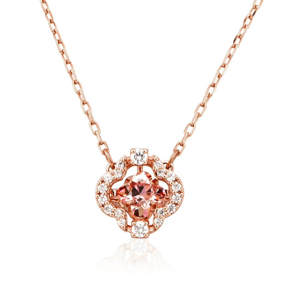 Swarovski Sparkling Dance Clover Necklace In Pink/rose Gold Tone/gold Tone