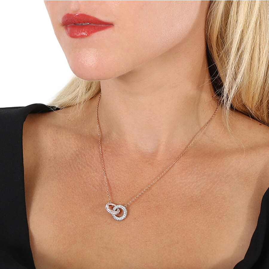 【SWAROVSKI】Attract Stone Rose Goldplated Necklace★上品 Swarovski Stone Rose Gold Plated Necklace In Pink/rose Gold
