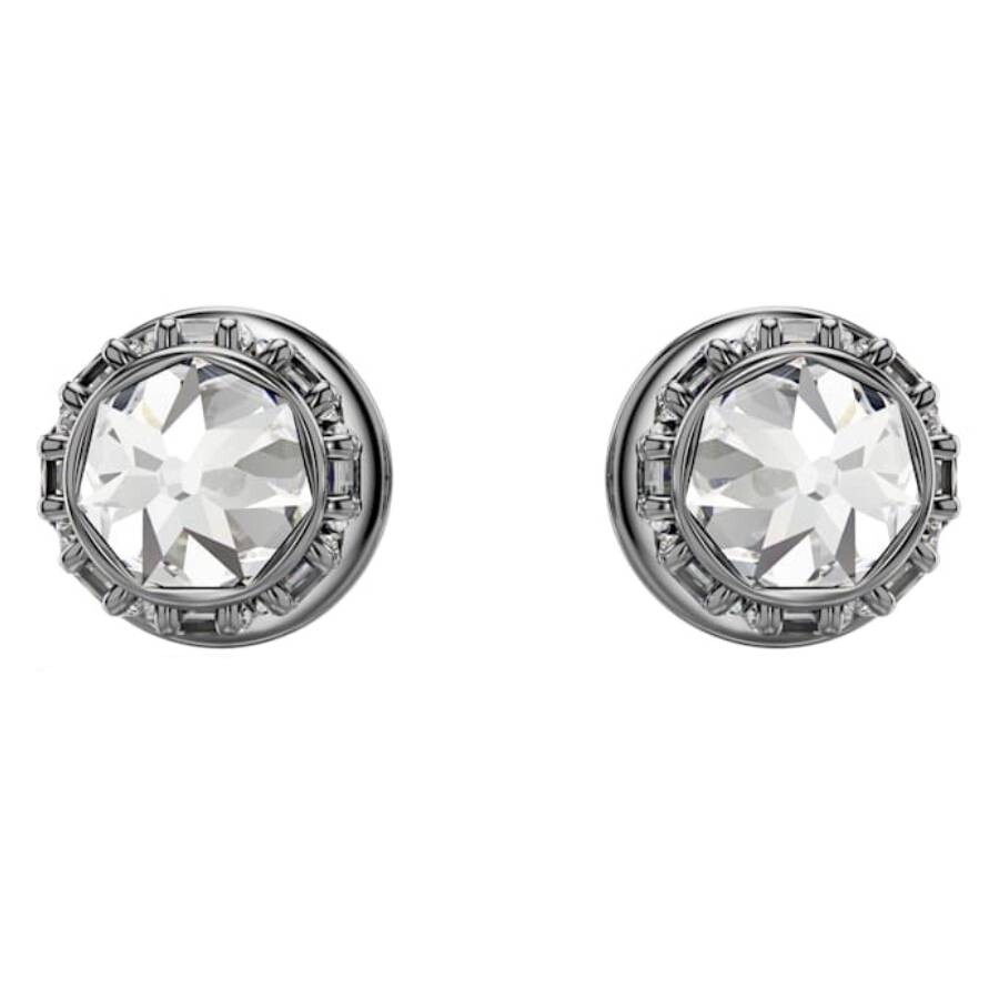 Swarovski Sublima Ruthenium Plated Spike Stud Earrings In White