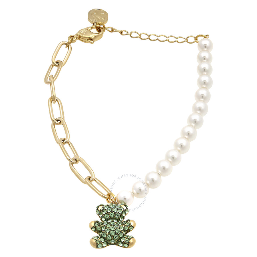 Swarovski Teddy Soft Bracelet Bear Gold Shiny Peridot Canary Yellow In Green