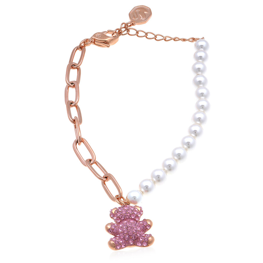 Swarovski Teddy Soft Bracelet Bear Rose Gold Shiny Light Rose Fancy Pink In Pink