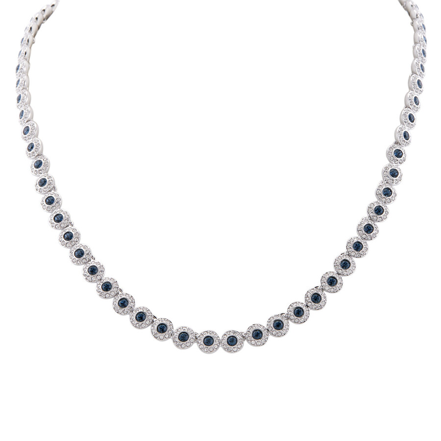 Swarovski Una Angelic Rhodium Plated Crystal Tennis Necklace In Metallic