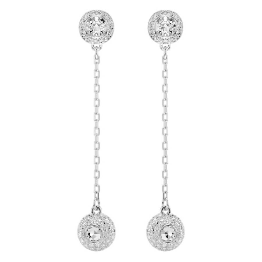 Swarovski Una Angelic Rhodium Plated Drop Earrings In White
