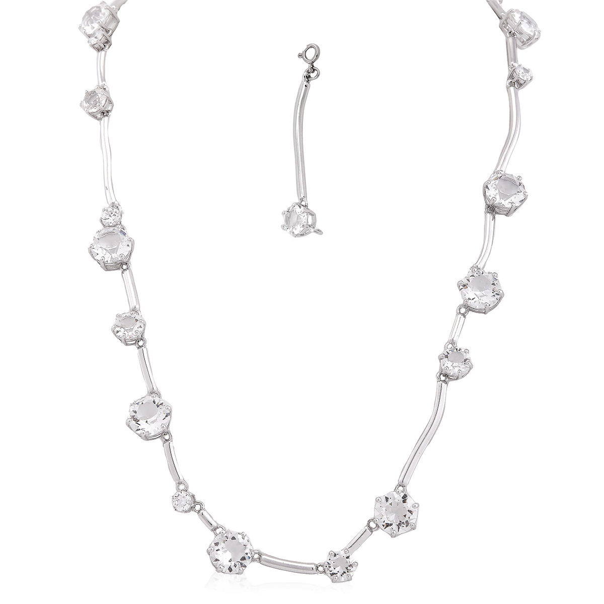 Swarovski White Constella Rhodium Plated Mixed Round Cuts Necklace ...