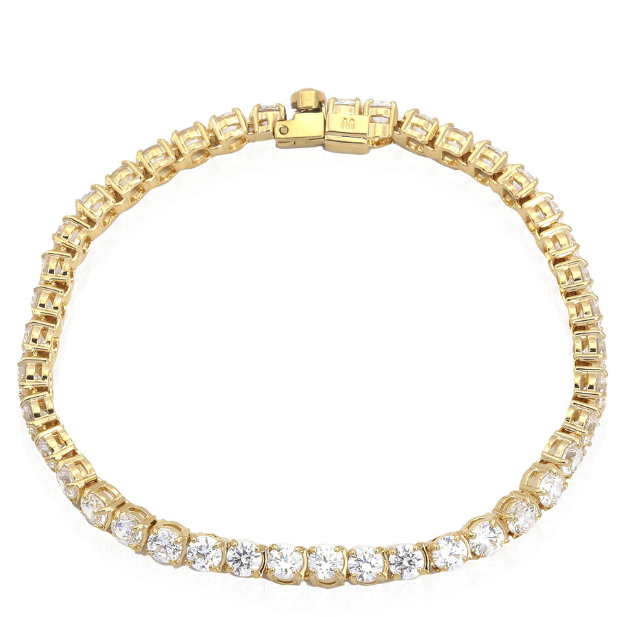 Swarovski White Gold-tone Plated Round Cut Matrix Tennis Bracelet In White