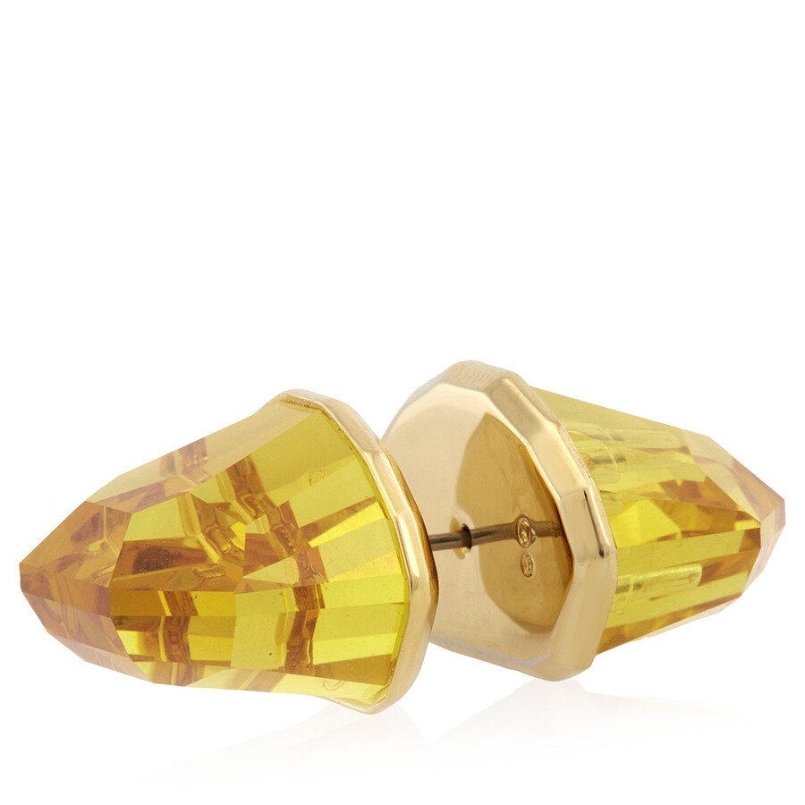Swarovski Yellow Lucent Gold-tone Plated Stud Earring In Yellow