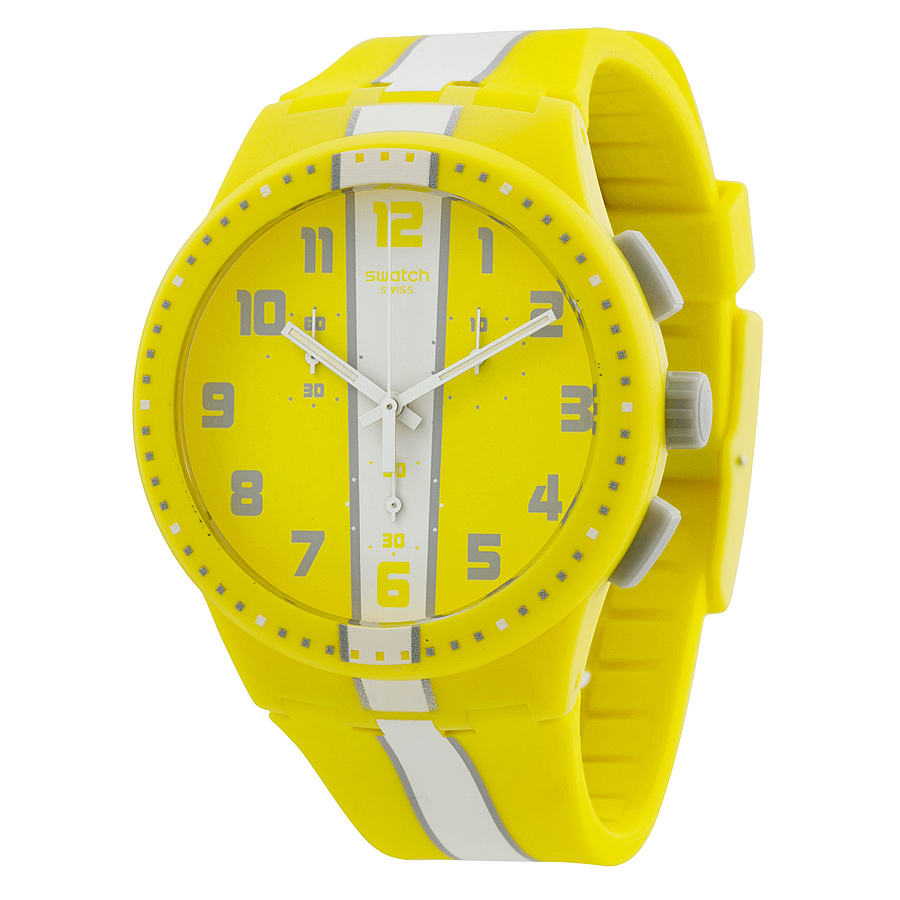 Swatch Yellow and White Chronograph Watch Swatch YCG407G Unisex Dreamwhite Yellow White Dial Two Tone  main image 3