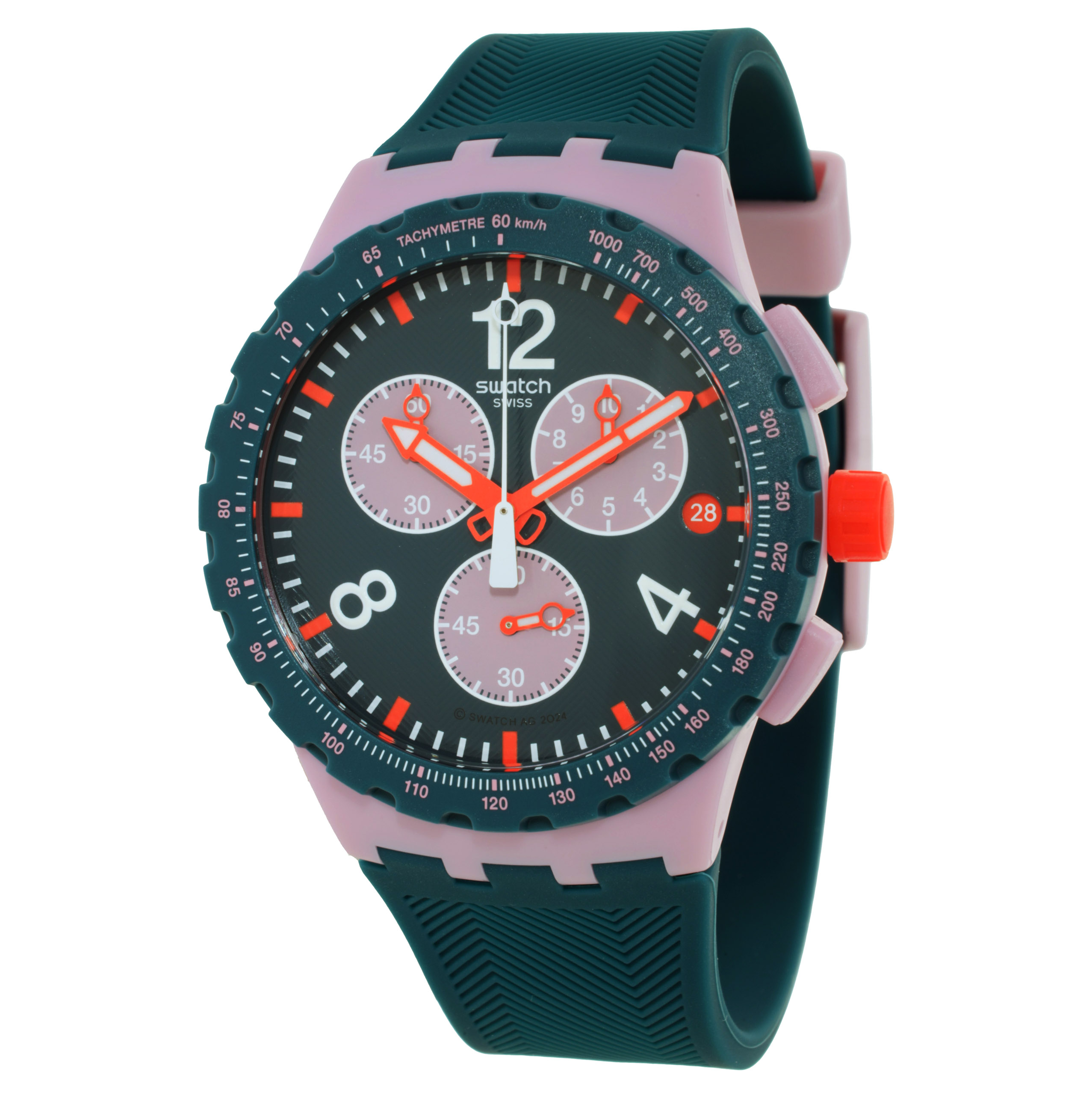 Swatch Moment Of Rose Chronograph Quartz Green Dial Watch SUSP400
