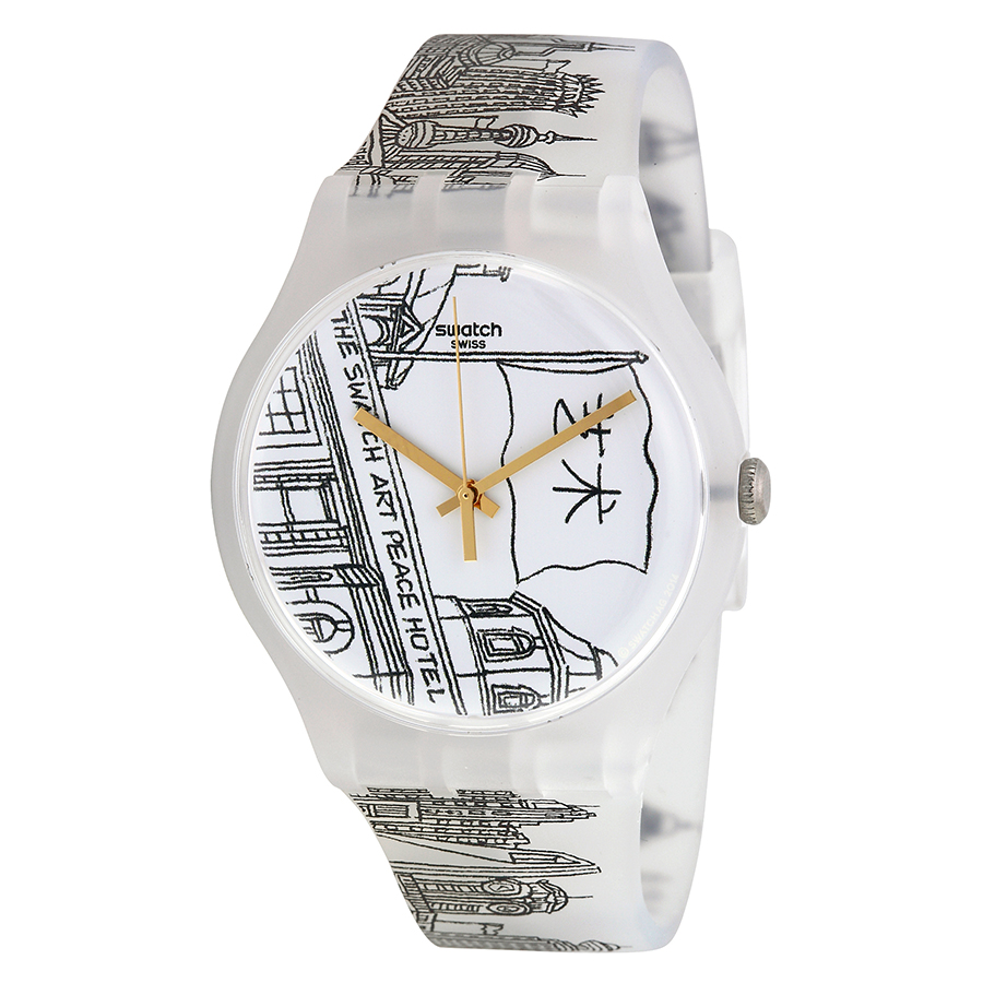 Swatch Peace Hotel White Dial White Silicone Unisex Watch SUOZ197