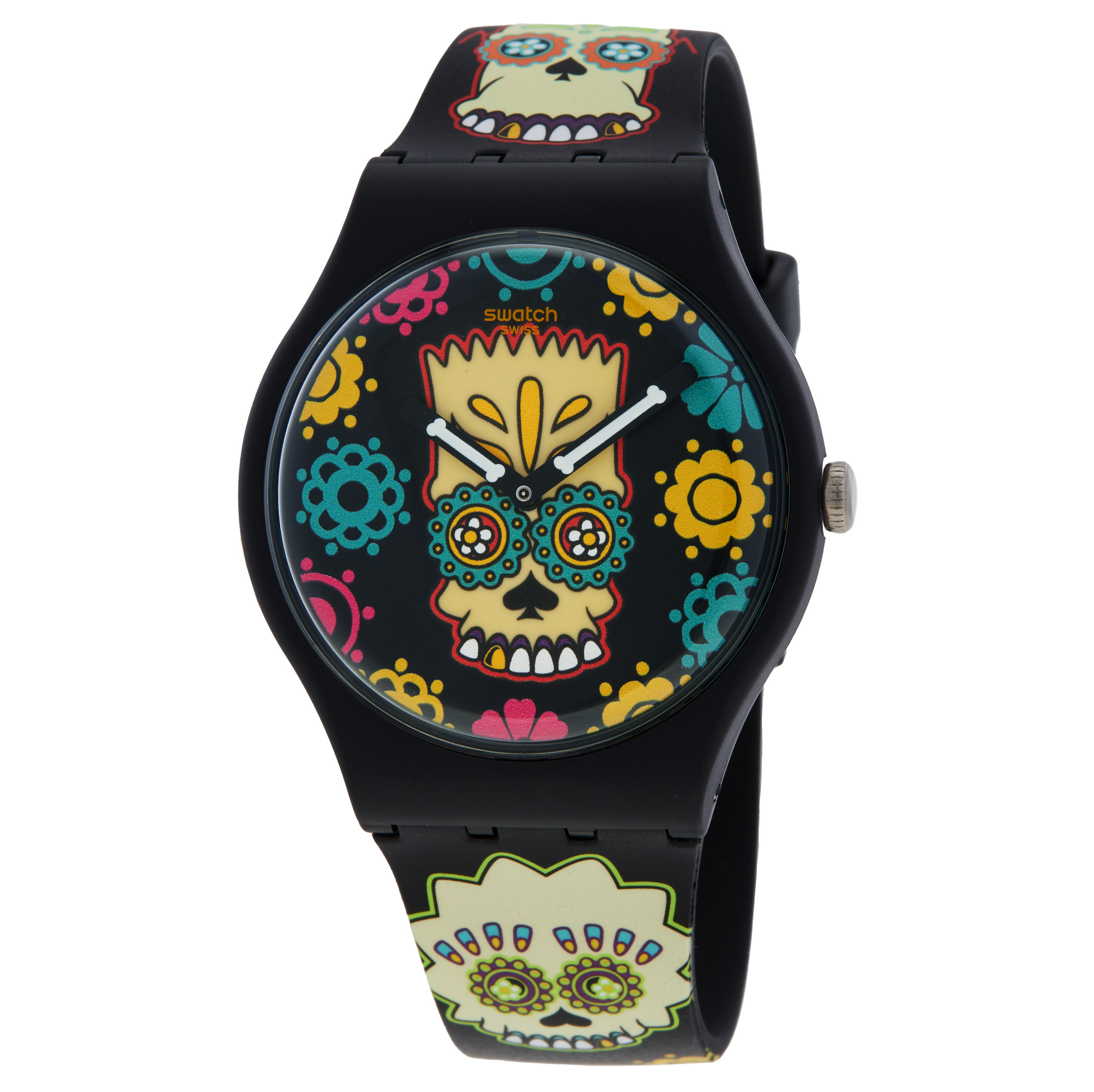 Swatch The Simpsons D'Oh Of The Dead Quartz Black Dial Unisex Watch SO29Z135