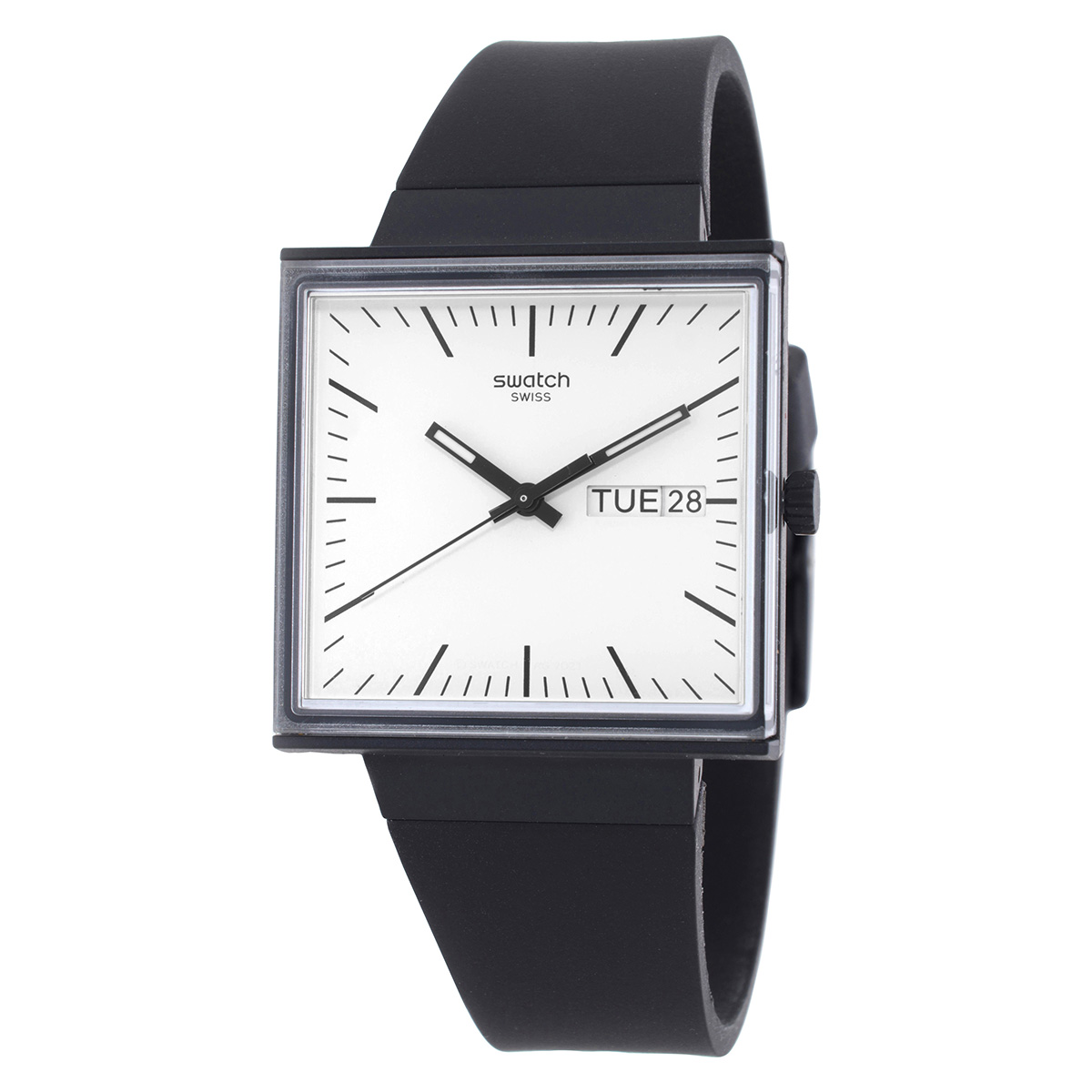 Swatch What If...Black Quartz White Dial Unisex Watch SO34B700