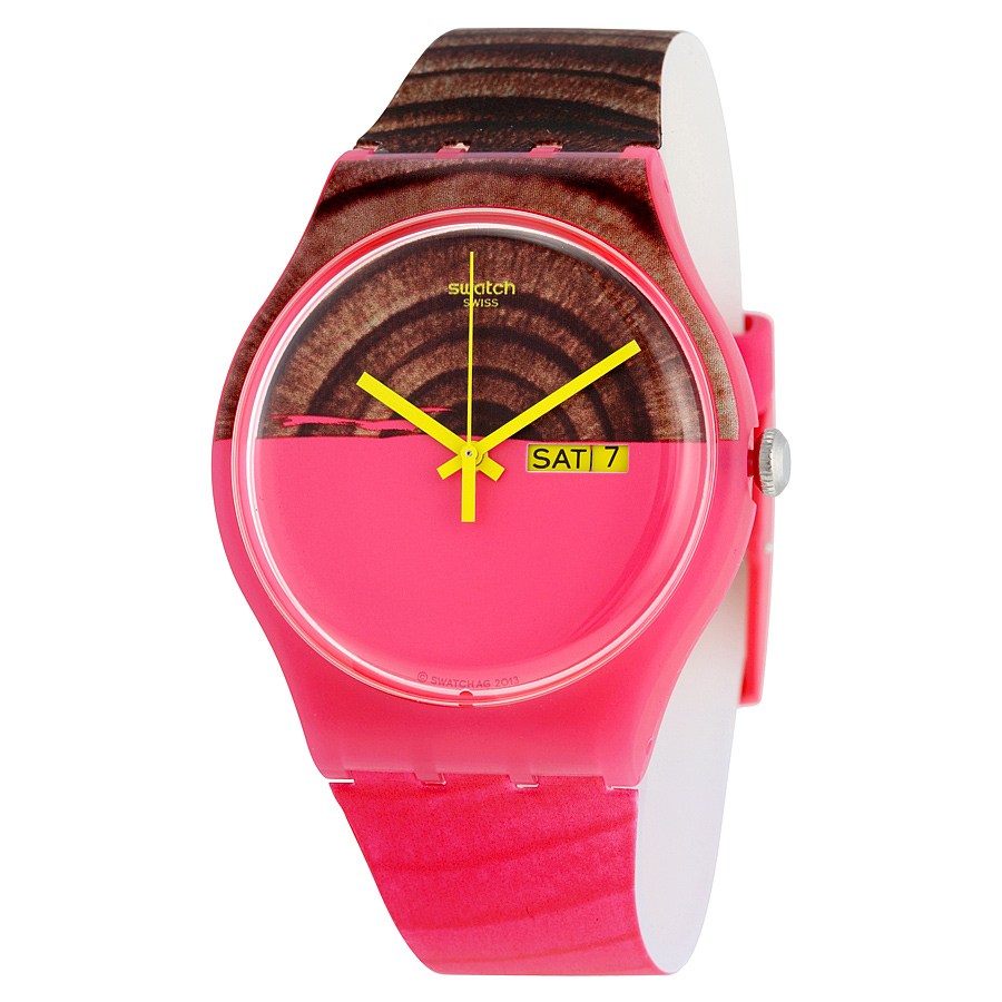 Swatch Woodkid Pink and Brown Dial Pink and Brown Silicone 