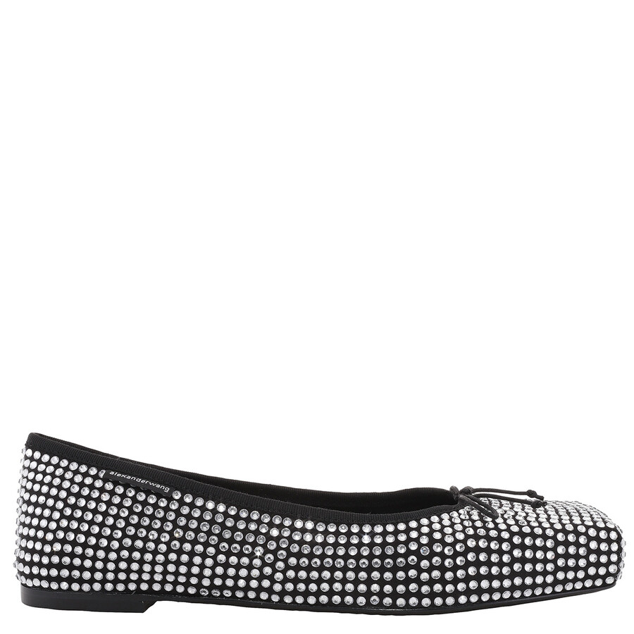 Alexander Wang T T By Alexander Wang Billie Crystal-embellished Ballet Flats In White/black