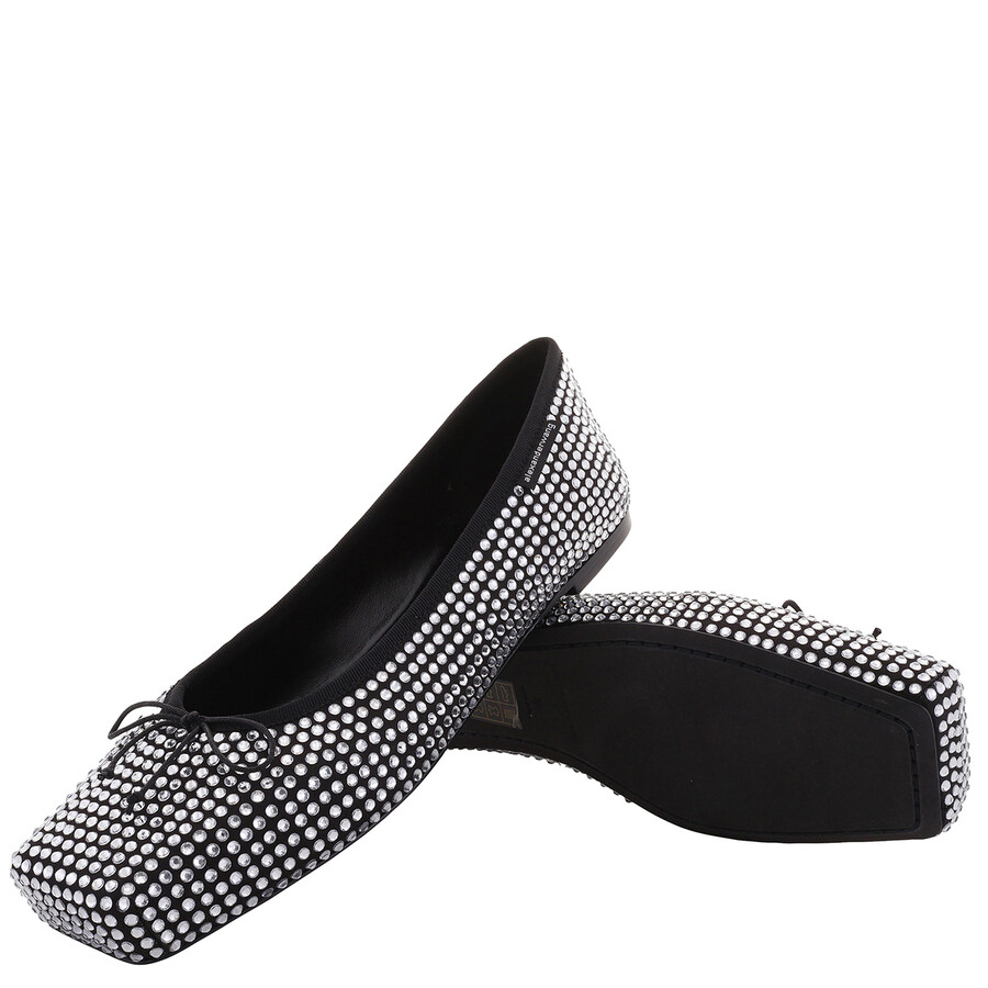 Alexander Wang T T By Alexander Wang Billie Crystal-embellished Ballet Flats In White/black