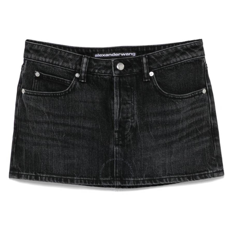 Alexander Wang T T By Alexander Wang Crystal Hotfix Mini Denim Skirt In Grey