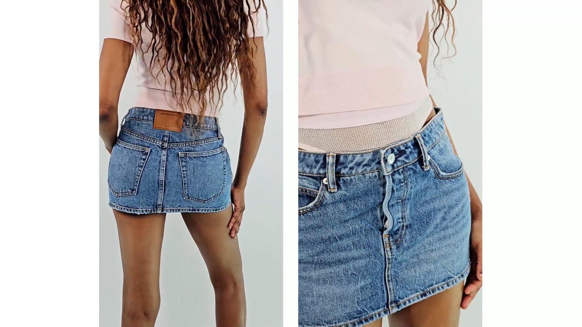 T By Alexander Wang Hotfix Mesh Undie Crystal Mini Skirt, Waist