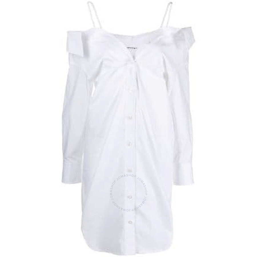 Alexander Wang T T By Alexander Wang Ladies Bright White Off-shoulder Shirt Dress In White