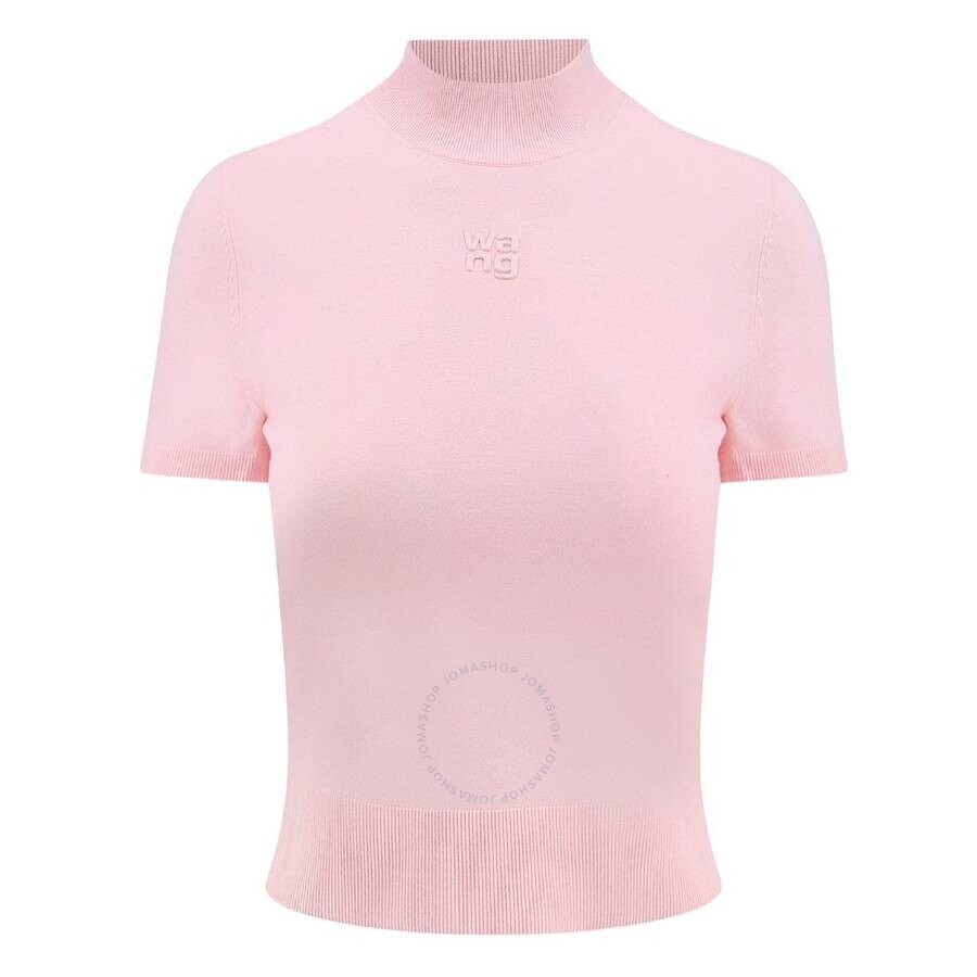 Alexander Wang T Pink Mockneck T-shirt In Pink/green