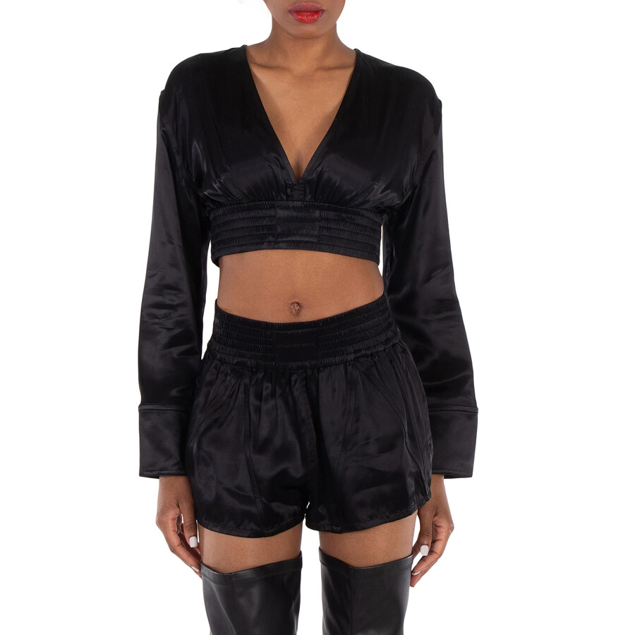 Long-Sleeve Cropped Blouse