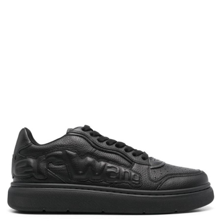 Alexander Wang T T By Alexander Wang Puff Leather Logo Sneakers In Black
