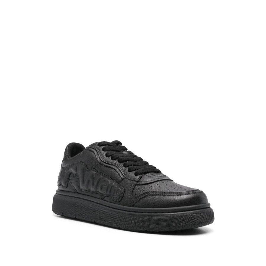 Alexander Wang T T By Alexander Wang Puff Leather Logo Sneakers In Black