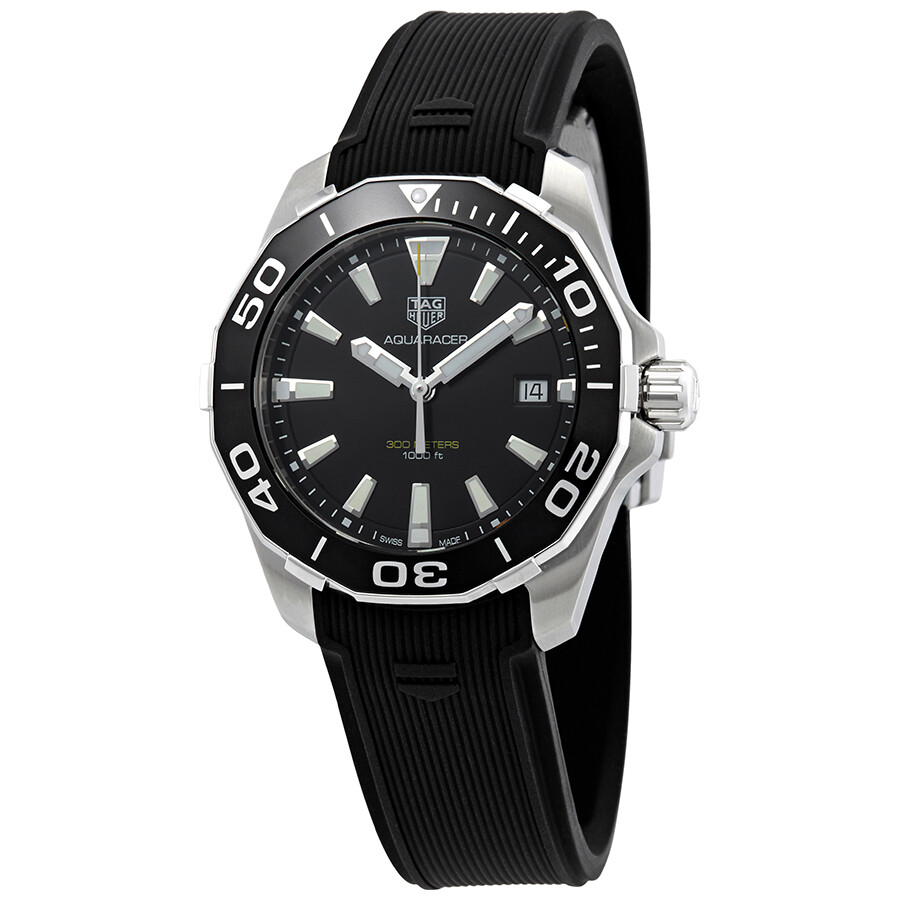 Tag Heuer Aquaracer Black Dial Black Rubber Men's Watch WAY111A